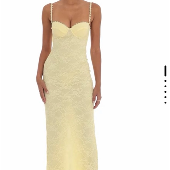 Lucy in the Sky Yellow Lace Maxi Dress - Picture 3 of 3